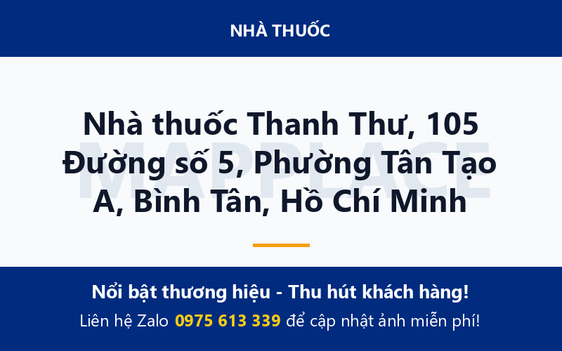Nhà thuốc Thanh Thư, 105 Đường số 5, Phường Tân Tạo A, Bình Tân, Hồ Chí Minh