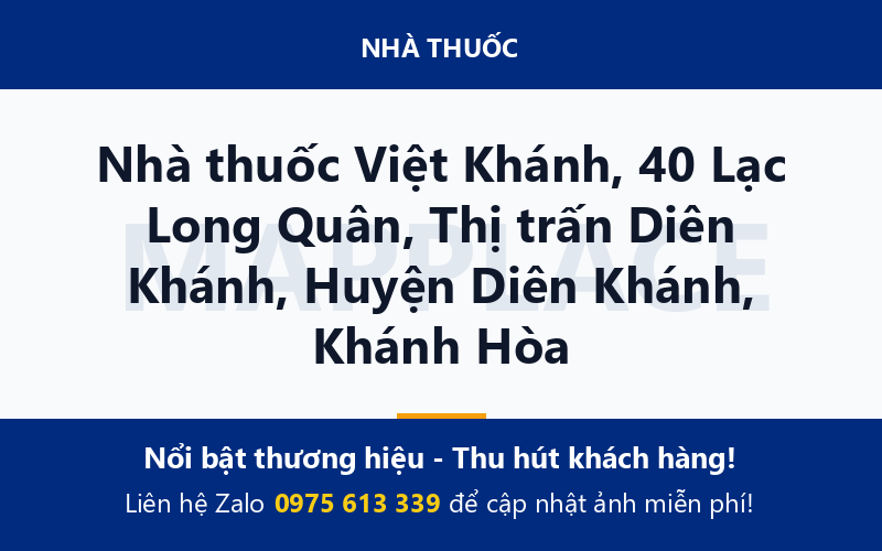Nhà thuốc Việt Khánh, 40 Lạc Long Quân, Thị trấn Diên Khánh, Huyện Diên Khánh, Khánh Hòa