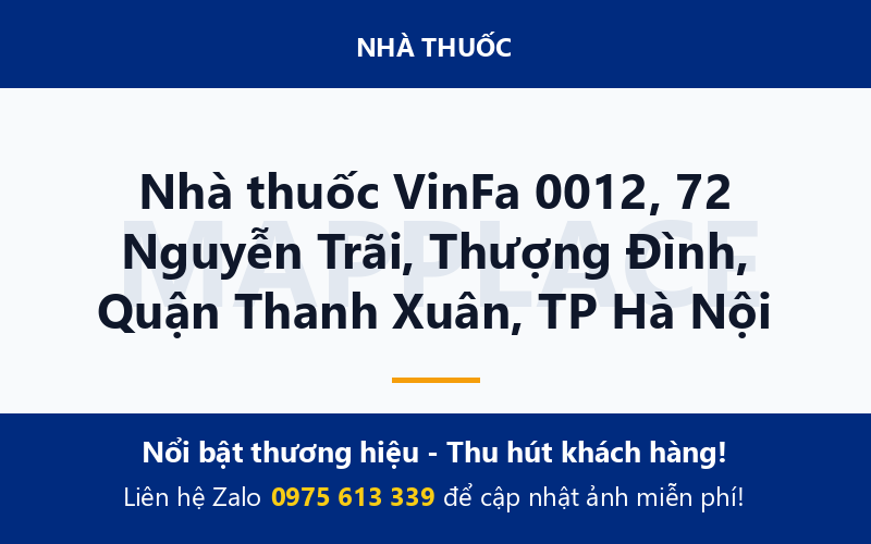 Nhà thuốc VinFa 0012, 72 Nguyễn Trãi, Thượng Đình, Quận Thanh Xuân, TP Hà Nội