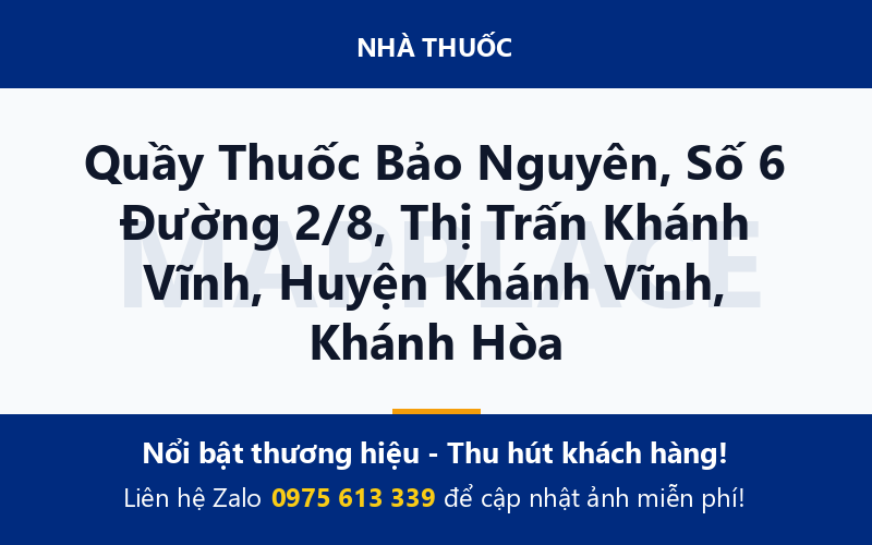 Quầy Thuốc Bảo Nguyên, Số 6 Đường 2/8, Thị Trấn Khánh Vĩnh, Huyện Khánh Vĩnh, Khánh Hòa
