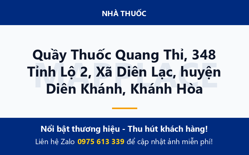 Quầy Thuốc Quang Thỉ, 348 Tỉnh Lộ 2, Xã Diên Lạc, huyện Diên Khánh, Khánh Hòa