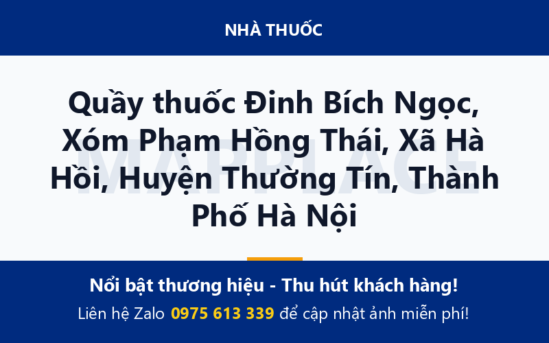 Quầy thuốc Đinh Bích Ngọc, Xóm Phạm Hồng Thái, Xã Hà Hồi, Huyện Thường Tín, Thành Phố Hà Nội
