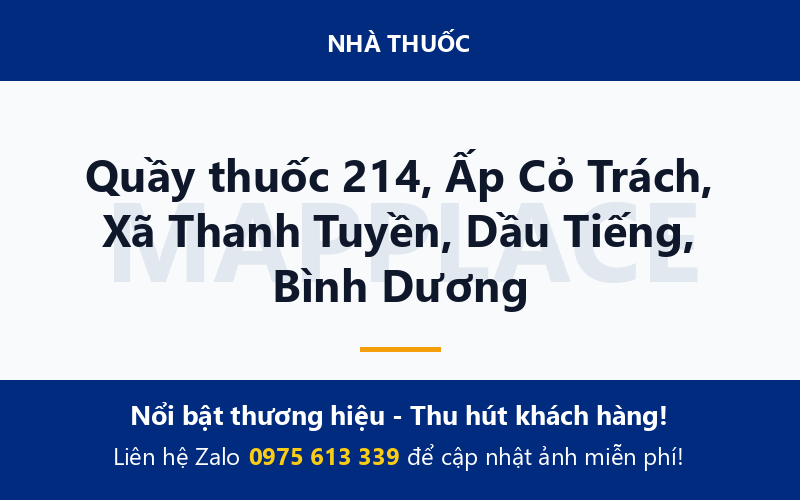Quầy thuốc 214, Ấp Cỏ Trách, Xã Thanh Tuyền, Dầu Tiếng, Bình Dương