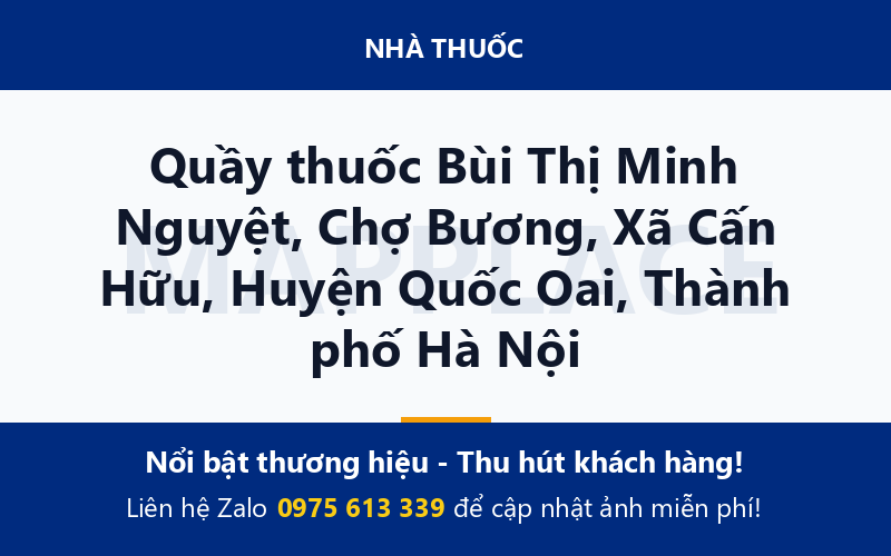 Quầy thuốc Bùi Thị Minh Nguyệt, Chợ Bương, Xã Cấn Hữu, Huyện Quốc Oai, Thành phố Hà Nội