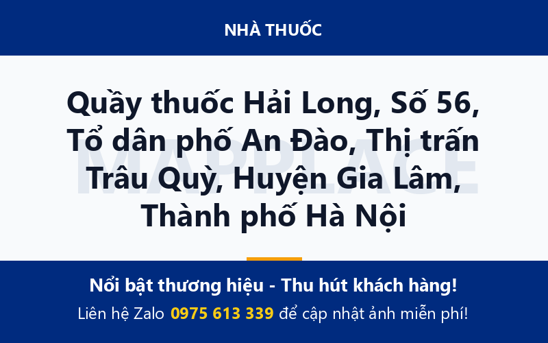 Quầy thuốc Hải Long, Số 56, Tổ dân phố An Đào, Thị trấn Trâu Quỳ, Huyện Gia Lâm, Thành phố Hà Nội
