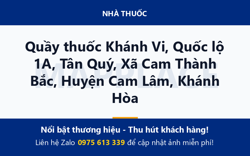 Quầy thuốc Khánh Vi, Quốc lộ 1A, Tân Quý, Xã Cam Thành Bắc, Huyện Cam Lâm, Khánh Hòa