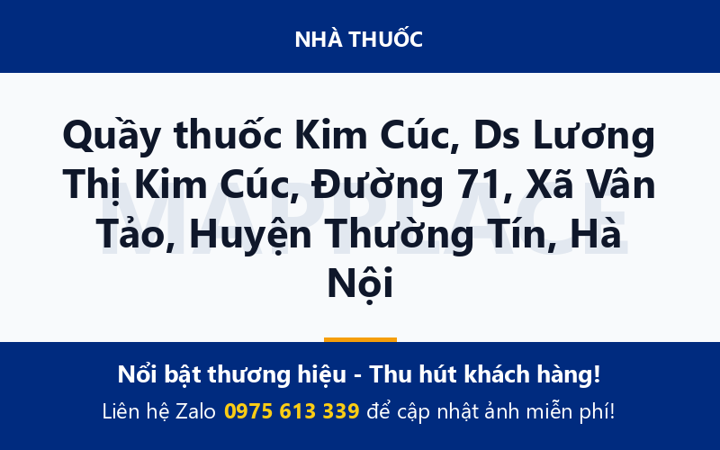 Quầy thuốc Kim Cúc, Ds Lương Thị Kim Cúc, Đường 71, Xã Vân Tảo, Huyện Thường Tín, Hà Nội