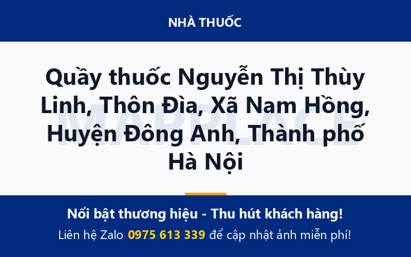 Quầy thuốc Nguyễn Thị Thùy Linh, Thôn Đìa, Xã Nam Hồng, Huyện Đông Anh, Thành phố Hà Nội