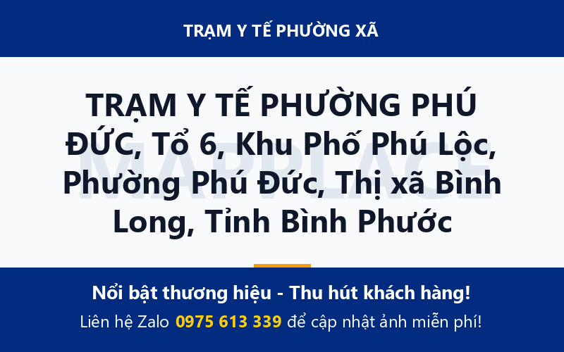 TRẠM Y TẾ PHƯỜNG PHÚ ĐỨC, Tổ 6, Khu Phố Phú Lộc, Phường Phú Đức, Thị xã Bình Long, Tỉnh Bình Phước