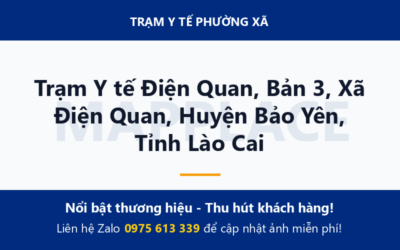 Trạm Y tế Điện Quan, Bản 3, Xã Điện Quan, Huyện Bảo Yên, Tỉnh Lào Cai