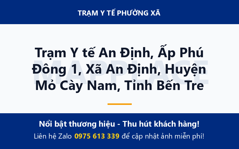 Trạm Y tế An Định, Ấp Phú Đông 1, Xã An Định, Huyện Mỏ Cày Nam, Tỉnh Bến Tre