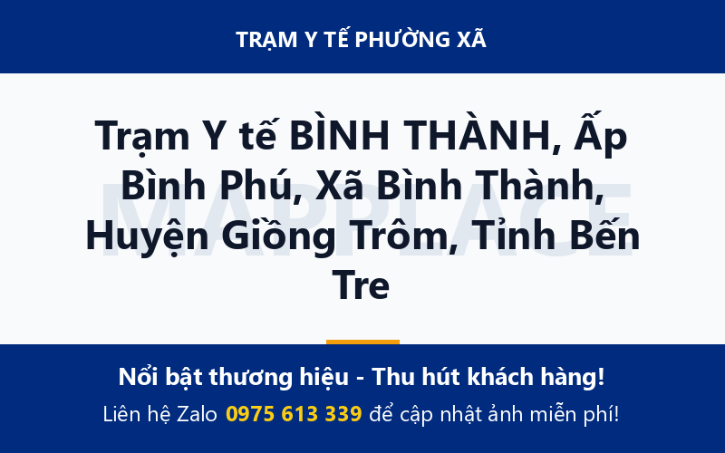 Trạm Y tế BÌNH THÀNH, Ấp Bình Phú, Xã Bình Thành, Huyện Giồng Trôm, Tỉnh Bến Tre