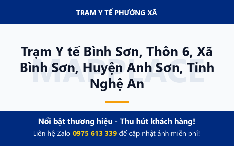 Trạm Y tế Bình Sơn, Thôn 6, Xã Bình Sơn, Huyện Anh Sơn, Tỉnh Nghệ An