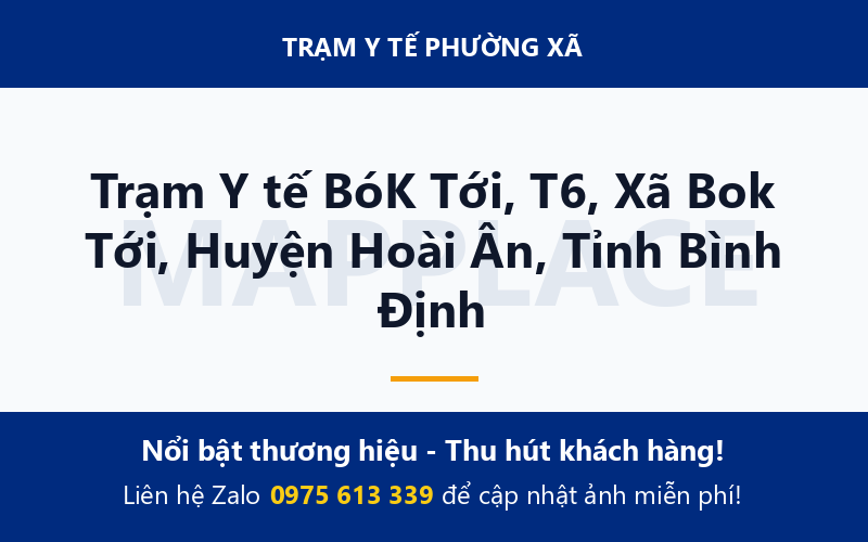 Trạm Y tế BóK Tới, T6, Xã Bok Tới, Huyện Hoài Ân, Tỉnh Bình Định
