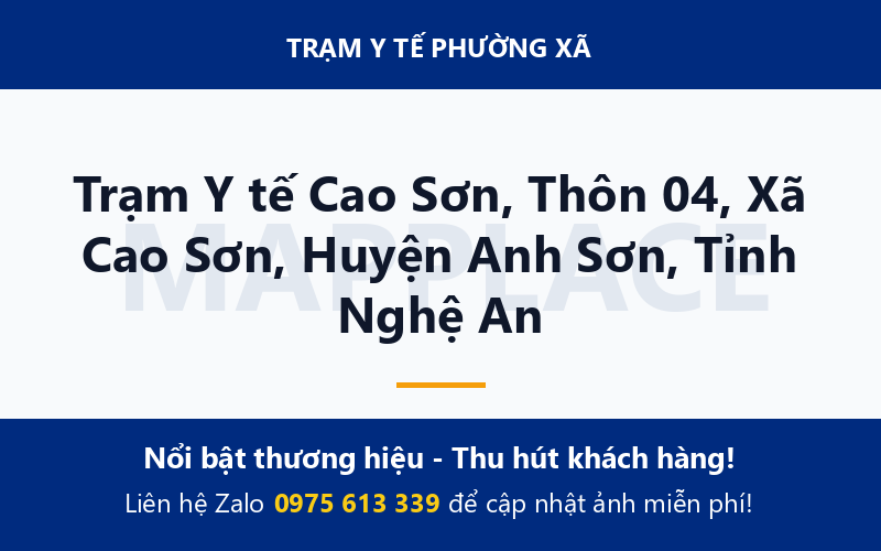 Trạm Y tế Cao Sơn, Thôn 04, Xã Cao Sơn, Huyện Anh Sơn, Tỉnh Nghệ An