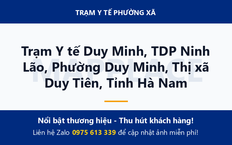 Trạm Y tế Duy Minh, TDP Ninh Lão, Phường Duy Minh, Thị xã Duy Tiên, Tỉnh Hà Nam