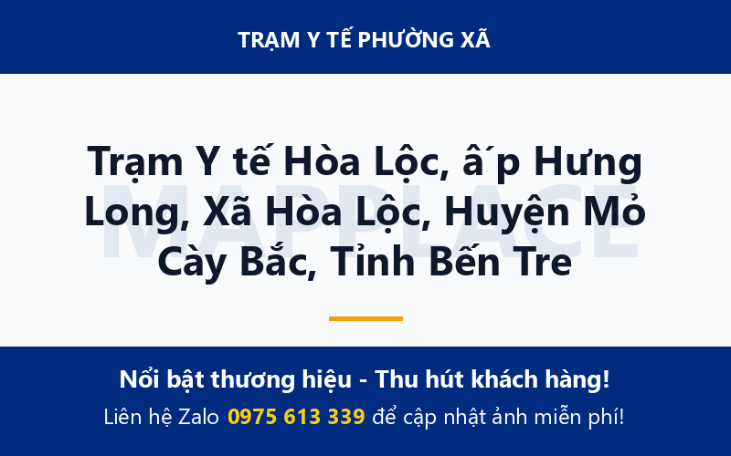 Trạm Y tế Hòa Lộc, ấp Hưng Long, Xã Hòa Lộc, Huyện Mỏ Cày Bắc, Tỉnh Bến Tre