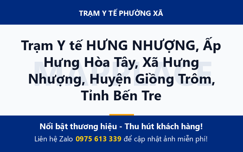 Trạm Y tế HƯNG NHƯỢNG, Ấp Hưng Hòa Tây, Xã Hưng Nhượng, Huyện Giồng Trôm, Tỉnh Bến Tre