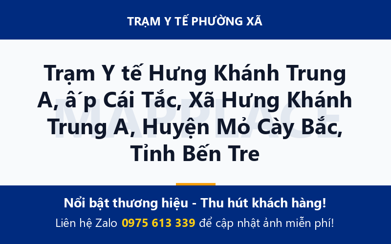 Trạm Y tế Hưng Khánh Trung A, ấp Cái Tắc, Xã Hưng Khánh Trung A, Huyện Mỏ Cày Bắc, Tỉnh Bến Tre