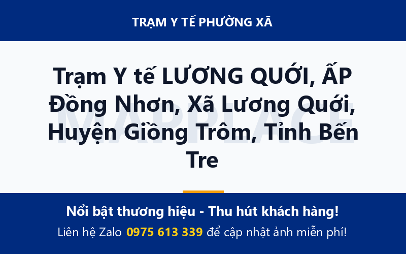 Trạm Y tế LƯƠNG QUỚI, ẤP Đồng Nhơn, Xã Lương Quới, Huyện Giồng Trôm, Tỉnh Bến Tre