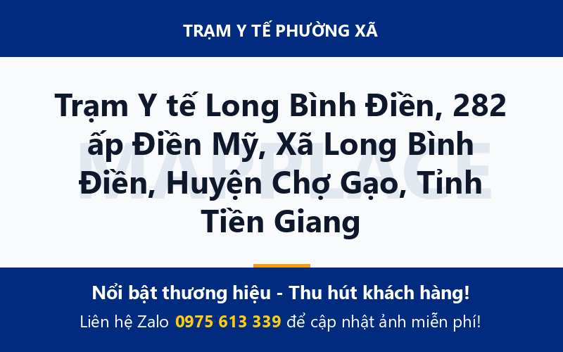 Trạm Y tế Long Bình Điền, 282 ấp Điền Mỹ, Xã Long Bình Điền, Huyện Chợ Gạo, Tỉnh Tiền Giang