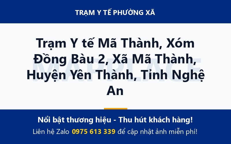 Trạm Y tế Mã Thành, Xóm Đồng Bàu 2, Xã Mã Thành, Huyện Yên Thành, Tỉnh Nghệ An