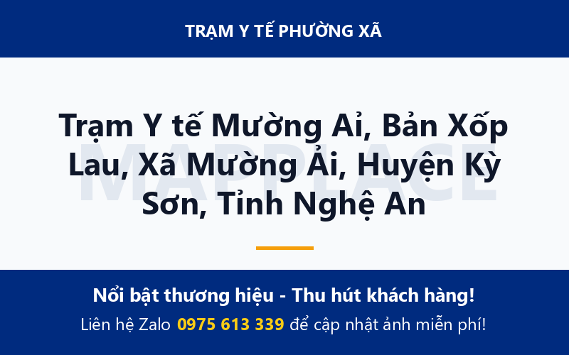 Trạm Y tế Mường Aỉ, Bản Xốp Lau, Xã Mường Ải, Huyện Kỳ Sơn, Tỉnh Nghệ An