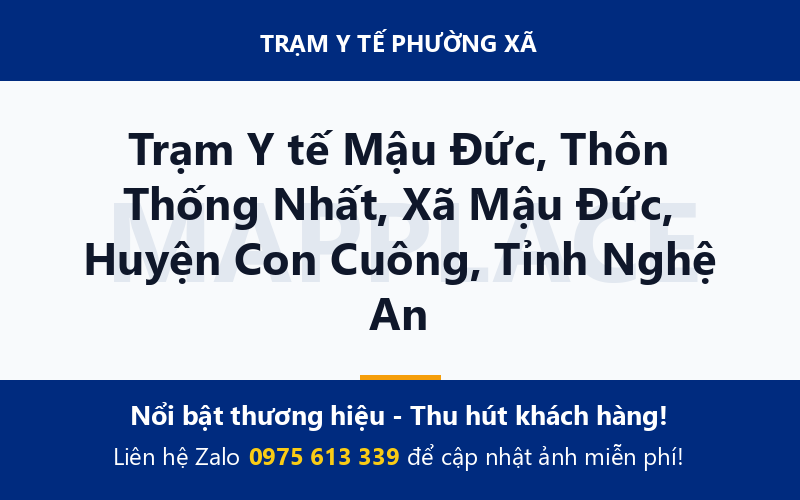 Trạm Y tế Mậu Đức, Thôn Thống Nhất, Xã Mậu Đức, Huyện Con Cuông, Tỉnh Nghệ An