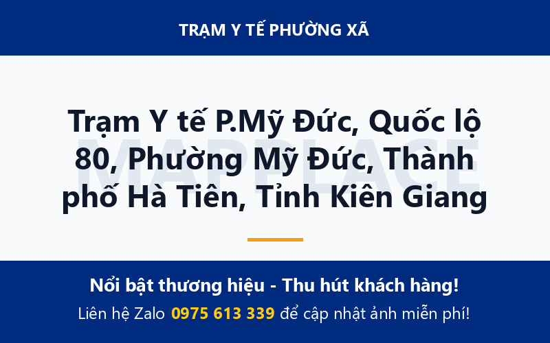 Trạm Y tế P.Mỹ Đức, Quốc lộ 80, Phường Mỹ Đức, Thành phố Hà Tiên, Tỉnh Kiên Giang