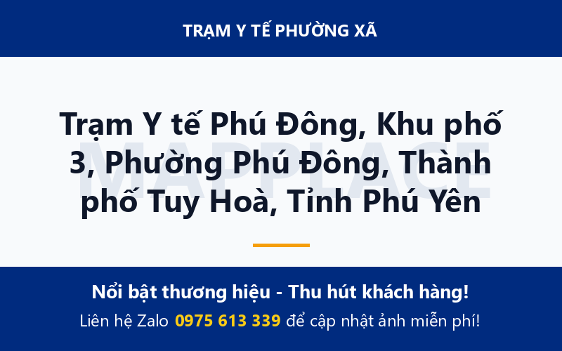Trạm Y tế Phú Đông, Khu phố 3, Phường Phú Đông, Thành phố Tuy Hoà, Tỉnh Phú Yên