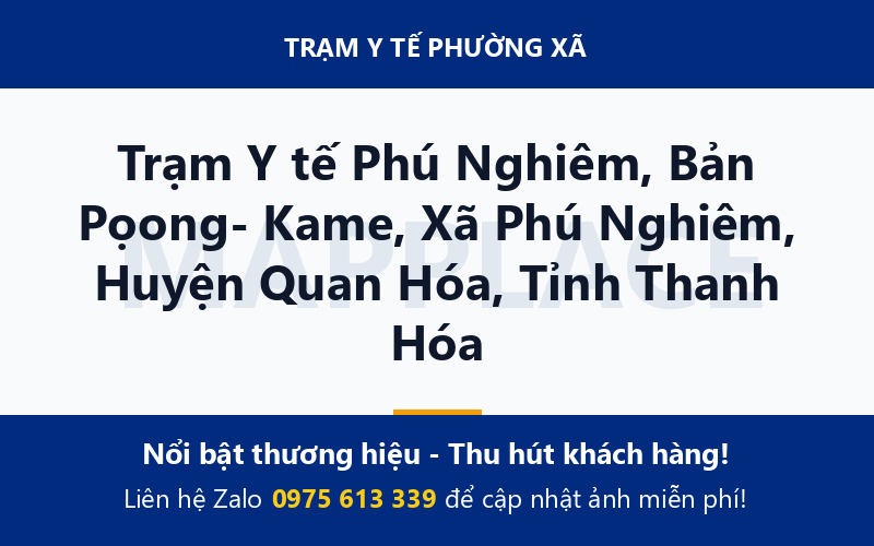 Trạm Y tế Phú Nghiêm, Bản Pọong- Kame, Xã Phú Nghiêm, Huyện Quan Hóa, Tỉnh Thanh Hóa