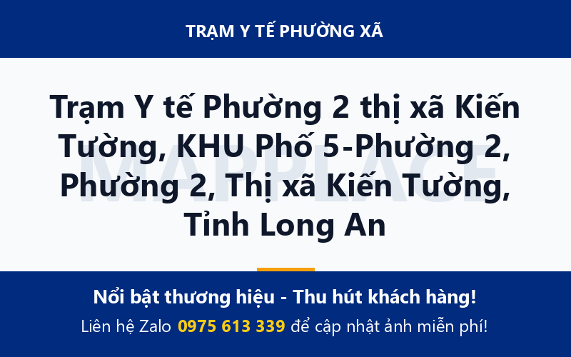 Trạm Y tế Phường 2 thị xã Kiến Tường, KHU Phố 5-Phường 2, Phường 2, Thị xã Kiến Tường, Tỉnh Long An