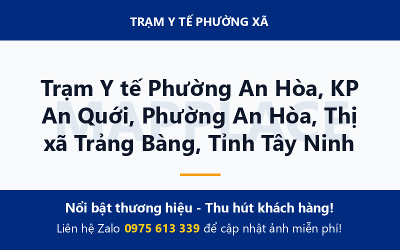 Trạm Y tế Phường An Hòa, KP An Quới, Phường An Hòa, Thị xã Trảng Bàng, Tỉnh Tây Ninh