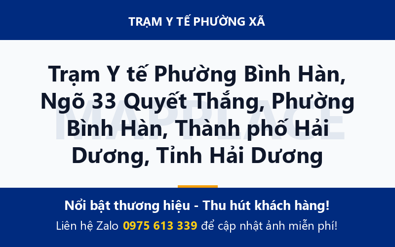 Trạm Y tế Phường Bình Hàn, Ngõ 33 Quyết Thắng, Phường Bình Hàn, Thành phố Hải Dương, Tỉnh Hải Dương