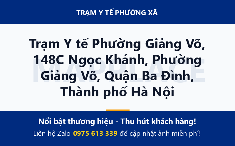 Trạm Y tế Phường Giảng Võ, 148C Ngọc Khánh, Phường Giảng Võ, Quận Ba Đình, Thành phố Hà Nội