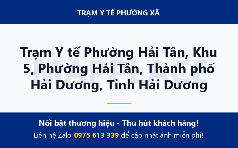 Trạm Y tế Phường Hải Tân, Khu 5, Phường Hải Tân, Thành phố Hải Dương, Tỉnh Hải Dương