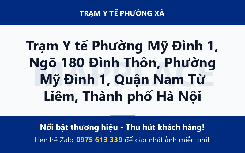 Trạm Y tế Phường Mỹ Đình 1, Ngõ 180 Đình Thôn, Phường Mỹ Đình 1, Quận Nam Từ Liêm, Thành phố Hà Nội