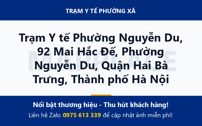 Trạm Y tế Phường Nguyễn Du, 92 Mai Hắc Đế, Phường Nguyễn Du, Quận Hai Bà Trưng, Thành phố Hà Nội