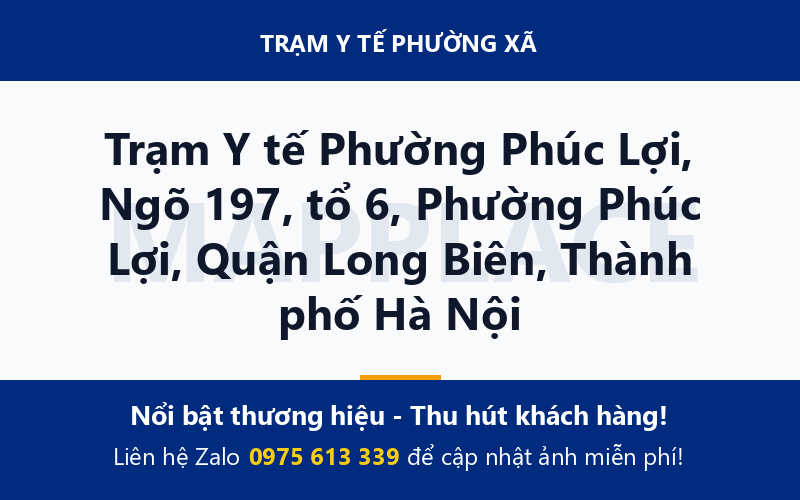 Trạm Y tế Phường Phúc Lợi, Ngõ 197, tổ 6, Phường Phúc Lợi, Quận Long Biên, Thành phố Hà Nội