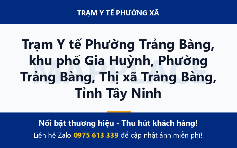 Trạm Y tế Phường Trảng Bàng, khu phố Gia Huỳnh, Phường Trảng Bàng, Thị xã Trảng Bàng, Tỉnh Tây Ninh