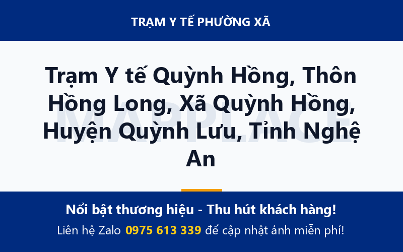 Trạm Y tế Quỳnh Hồng, Thôn Hồng Long, Xã Quỳnh Hồng, Huyện Quỳnh Lưu, Tỉnh Nghệ An