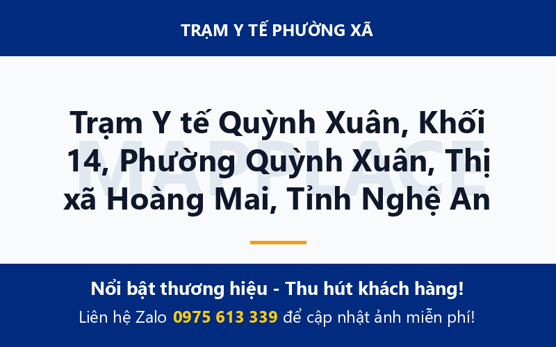Trạm Y tế Quỳnh Xuân, Khối 14, Phường Quỳnh Xuân, Thị xã Hoàng Mai, Tỉnh Nghệ An