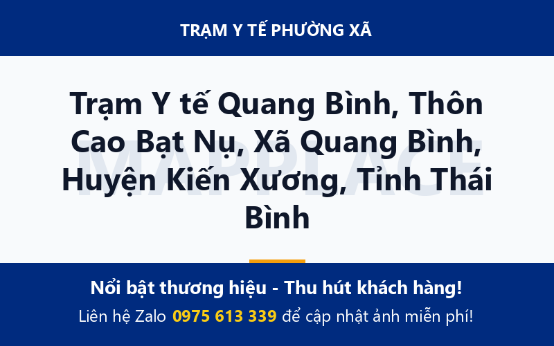 Trạm Y tế Quang Bình, Thôn Cao Bạt Nụ, Xã Quang Bình, Huyện Kiến Xương, Tỉnh Thái Bình