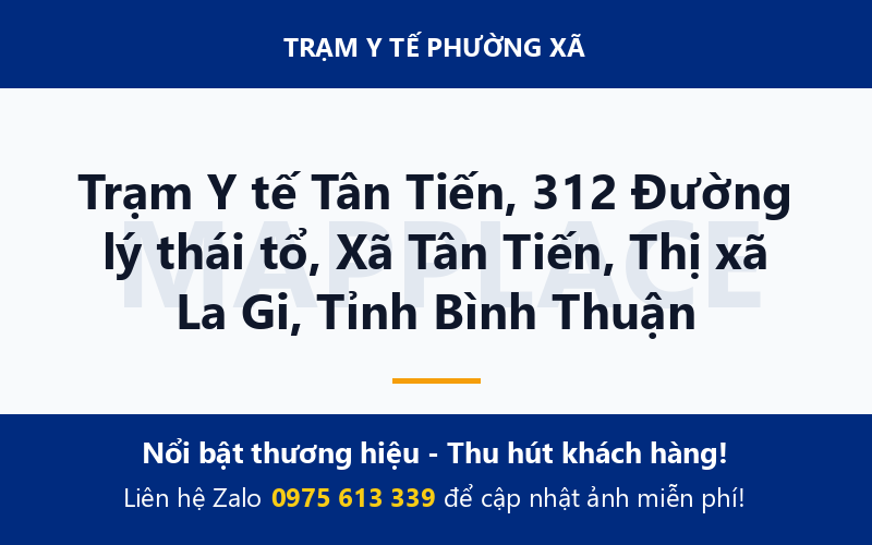 Trạm Y tế Tân Tiến, 312 Đường lý thái tổ, Xã Tân Tiến, Thị xã La Gi, Tỉnh Bình Thuận