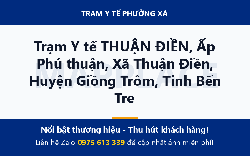 Trạm Y tế THUẬN ĐIỀN, Ấp Phú thuận, Xã Thuận Điền, Huyện Giồng Trôm, Tỉnh Bến Tre