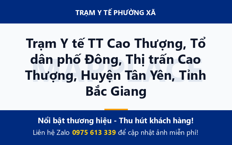 Trạm Y tế TT Cao Thượng, Tổ dân phố Đông, Thị trấn Cao Thượng, Huyện Tân Yên, Tỉnh Bắc Giang