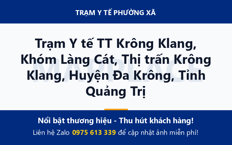Trạm Y tế TT Krông Klang, Khóm Làng Cát, Thị trấn Krông Klang, Huyện Đa Krông, Tỉnh Quảng Trị