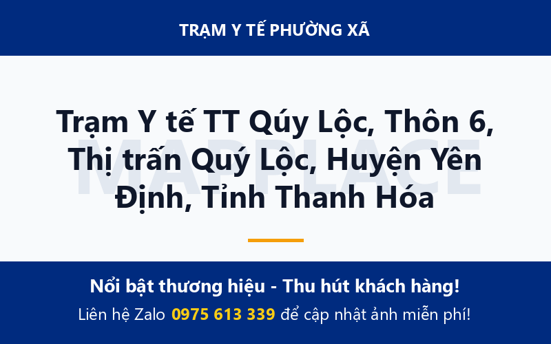 Trạm Y tế TT Qúy Lộc, Thôn 6, Thị trấn Quý Lộc, Huyện Yên Định, Tỉnh Thanh Hóa