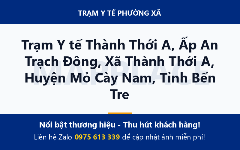Trạm Y tế Thành Thới A, Ấp An Trạch Đông, Xã Thành Thới A, Huyện Mỏ Cày Nam, Tỉnh Bến Tre