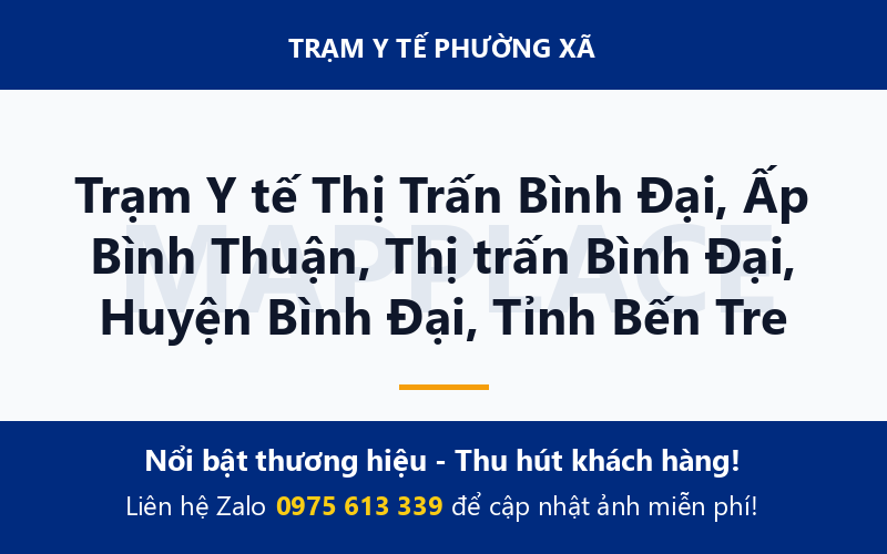 Trạm Y tế Thị Trấn Bình Đại, Ấp Bình Thuận, Thị trấn Bình Đại, Huyện Bình Đại, Tỉnh Bến Tre
